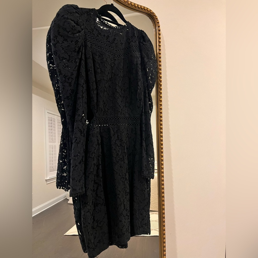 Express Black Lace Long-Sleeve Dress